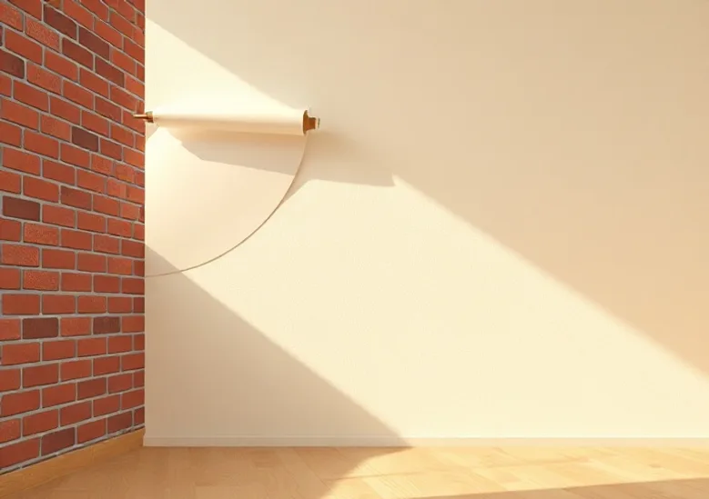 Pose de papier peint, rouleau et brosse à maroufler